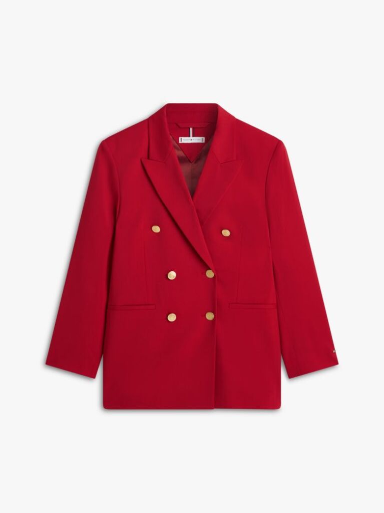 Κόκκινο Άνετο Blazer Με Διπλή Σειρά Κουμπιών Από Μάλλινο Μείγμα  Γυναίκες