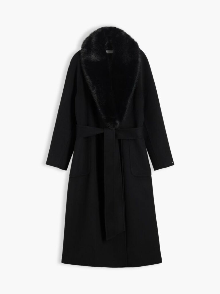 Black Shawl Collar Wool Blend Relaxed Coat  Women