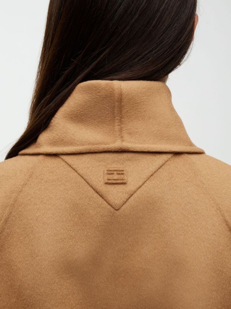Brown Shawl Collar Wool Blend Relaxed Coat  Women