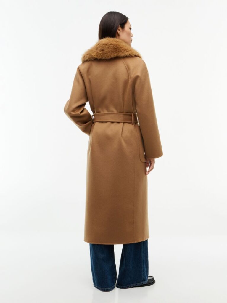 Brown Shawl Collar Wool Blend Relaxed Coat  Women