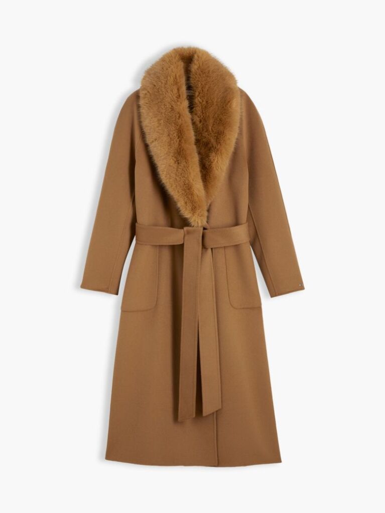 Brown Shawl Collar Wool Blend Relaxed Coat  Women
