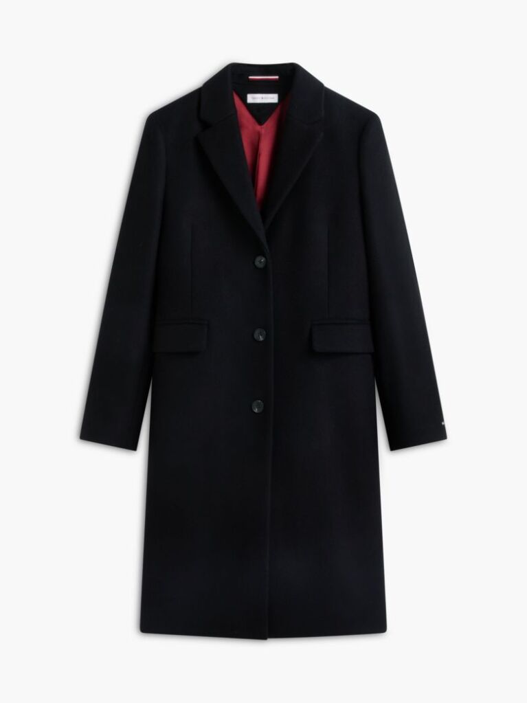 Black Manteco Wool Blend Slim Single Breasted Coat  Women