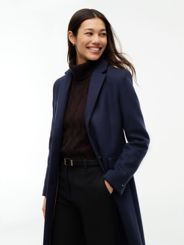 Blue Manteco Wool Blend Slim Single Breasted Coat  Women