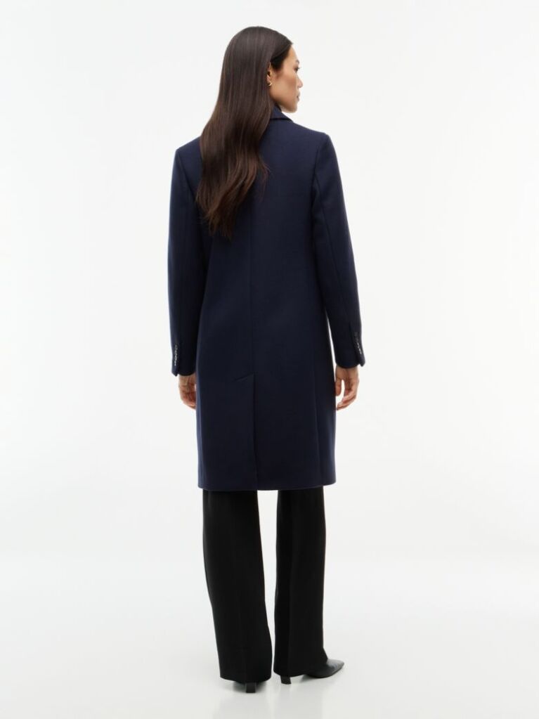 Blue Manteco Wool Blend Slim Single Breasted Coat  Women