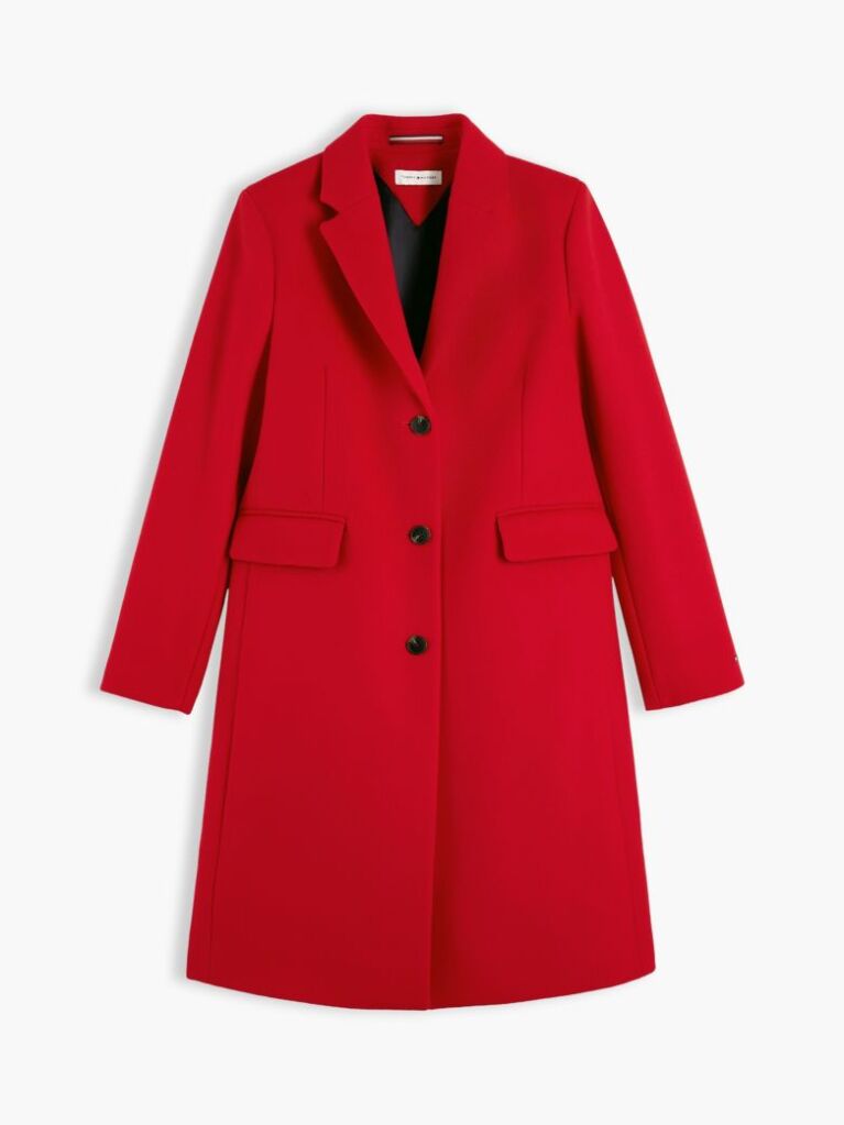 Red Manteco Wool Blend Slim Single Breasted Coat  Women