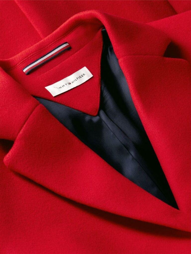 Red Manteco Wool Blend Slim Single Breasted Coat  Women