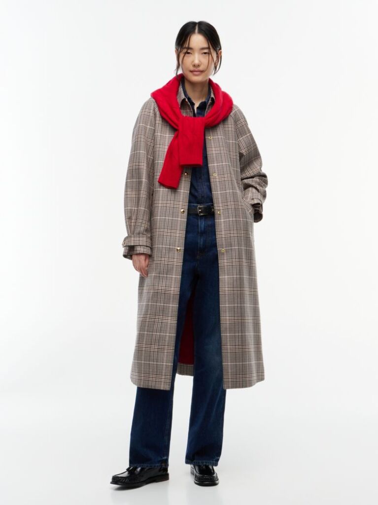 Multi Check Belted Mac Coat  Women