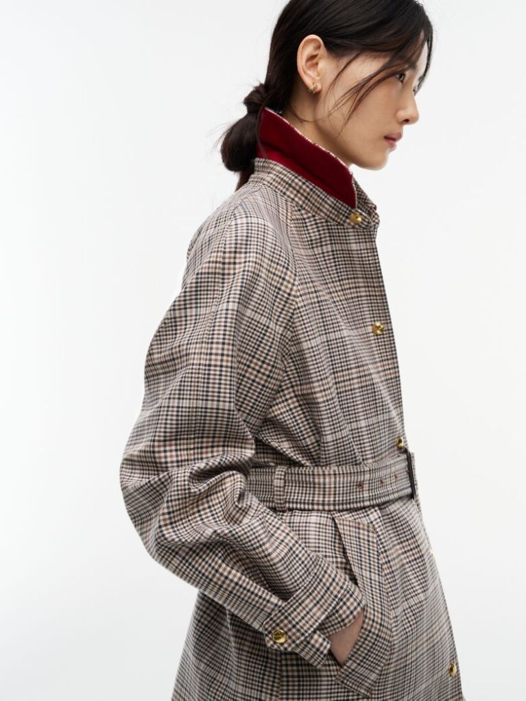 Multi Check Belted Mac Coat  Women