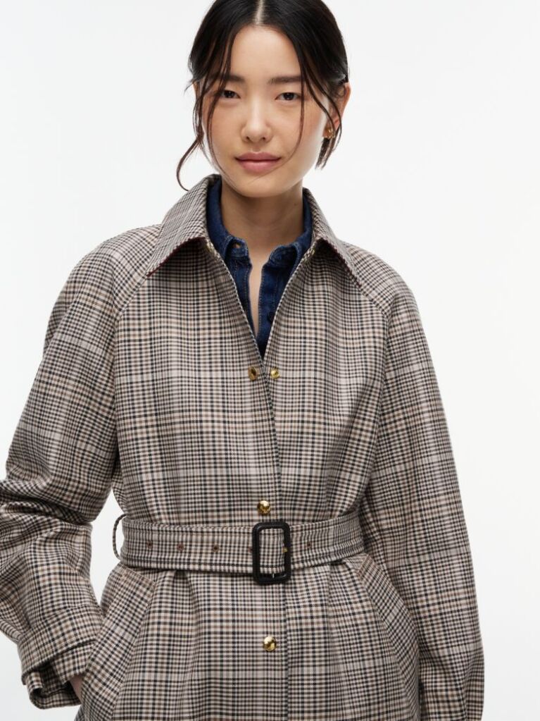Multi Check Belted Mac Coat  Women