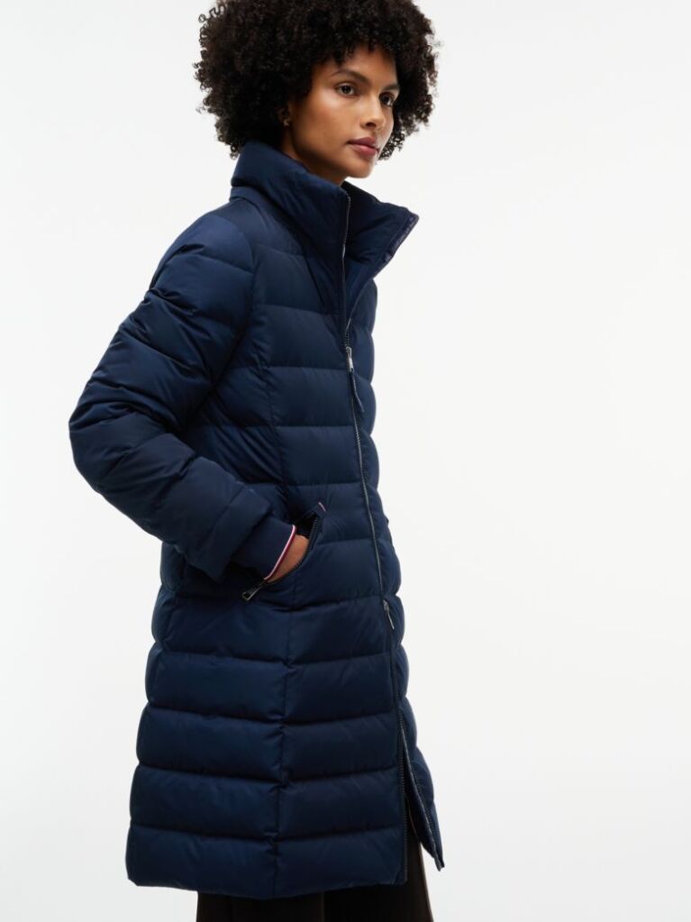 Blue Slim Down Hooded Coat  Women