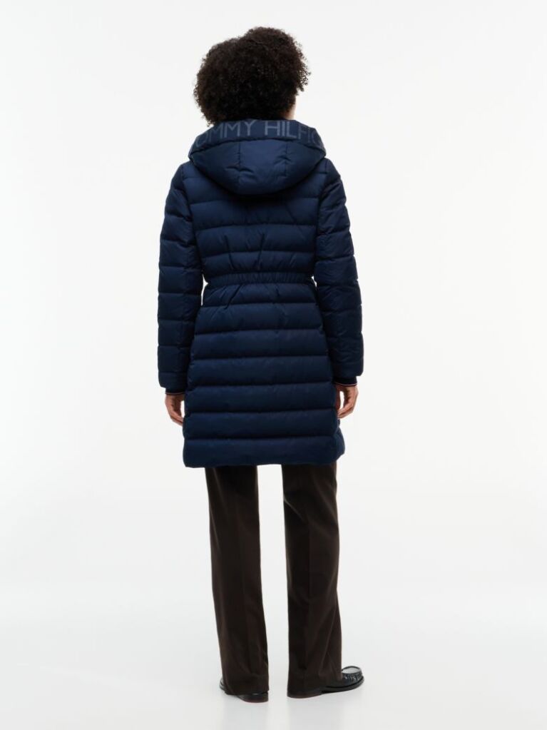 Blue Slim Down Hooded Coat  Women