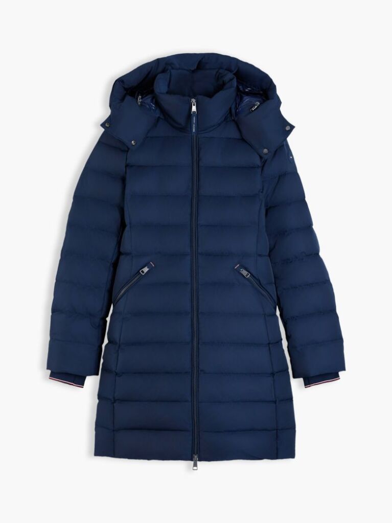 Blue Slim Down Hooded Coat  Women