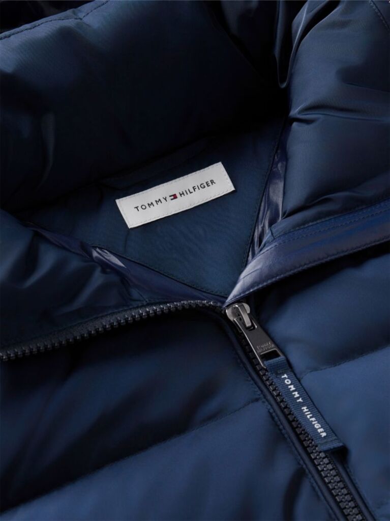 Blue Slim Down Hooded Coat  Women