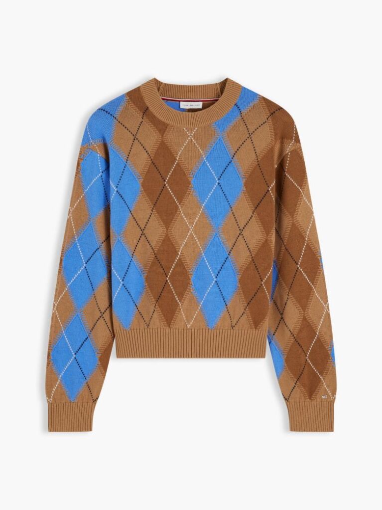Multi Argyle Relaxed Crew Neck Jumper  Women