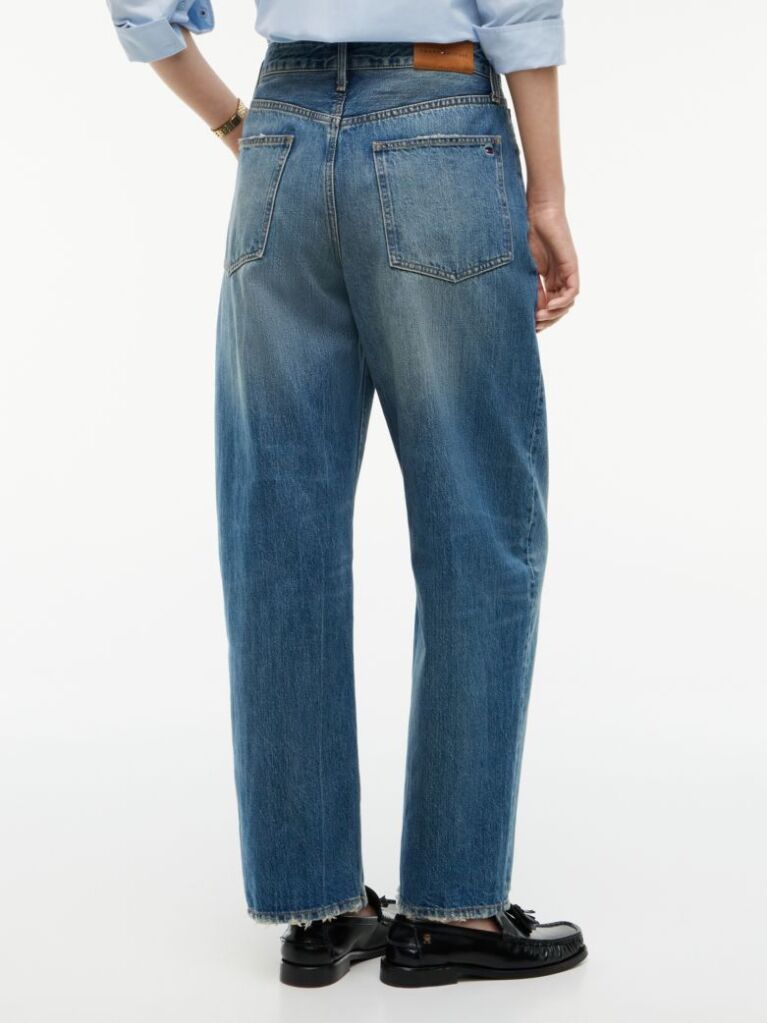 Blue Quinn Mid Rise Barrel Faded Jeans  Women