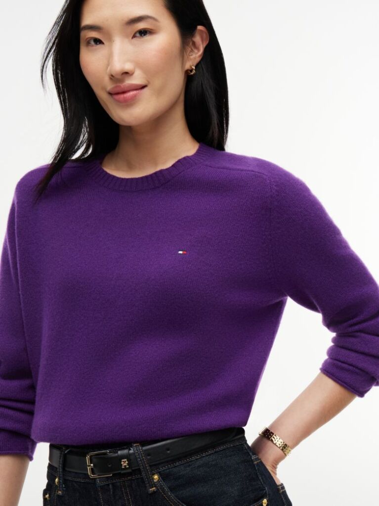Purple Pure Wool Jersey Slim Jumper  Women