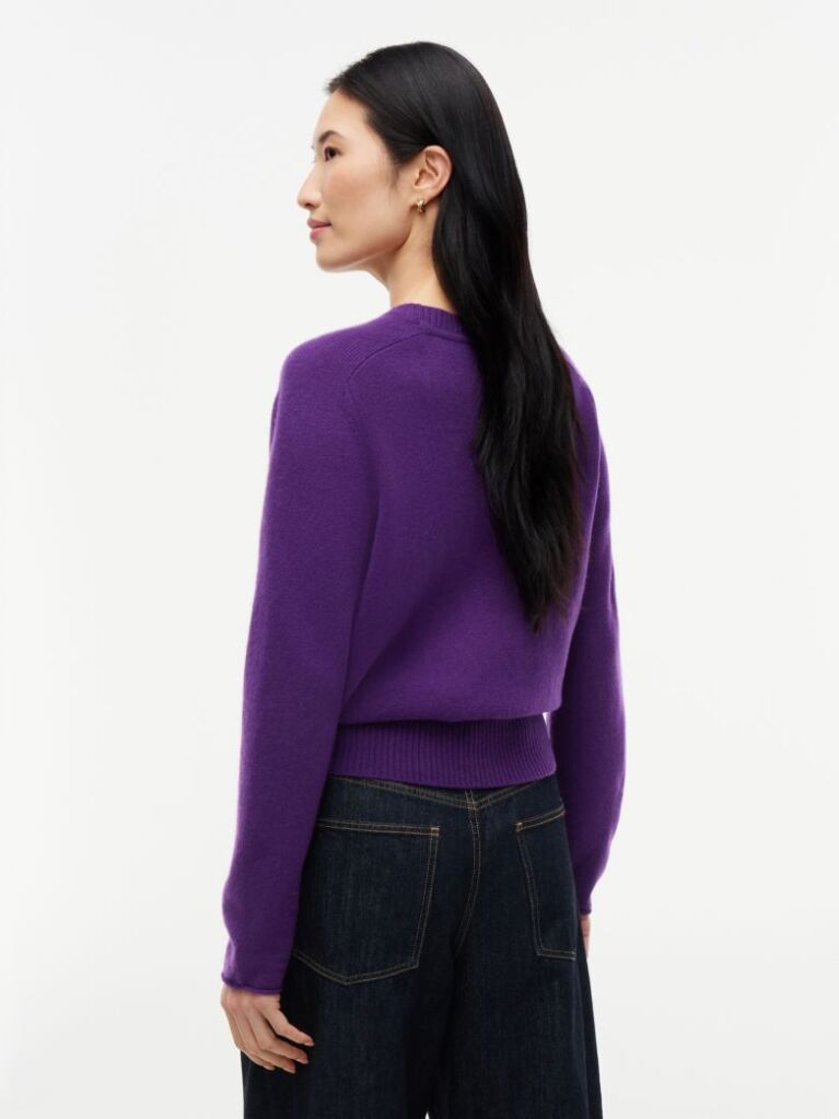 Purple Pure Wool Jersey Slim Jumper  Women