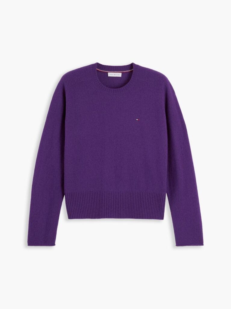 Purple Pure Wool Jersey Slim Jumper  Women