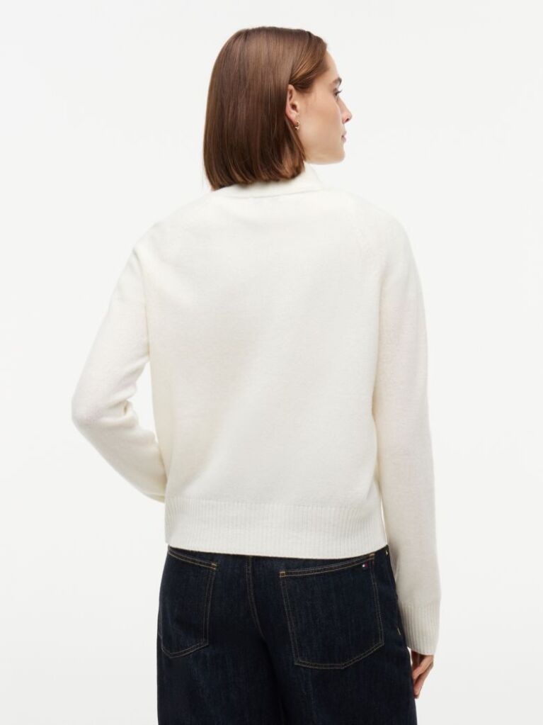Beige Pure Wool Relaxed Quarter-Zip Jumper  Women
