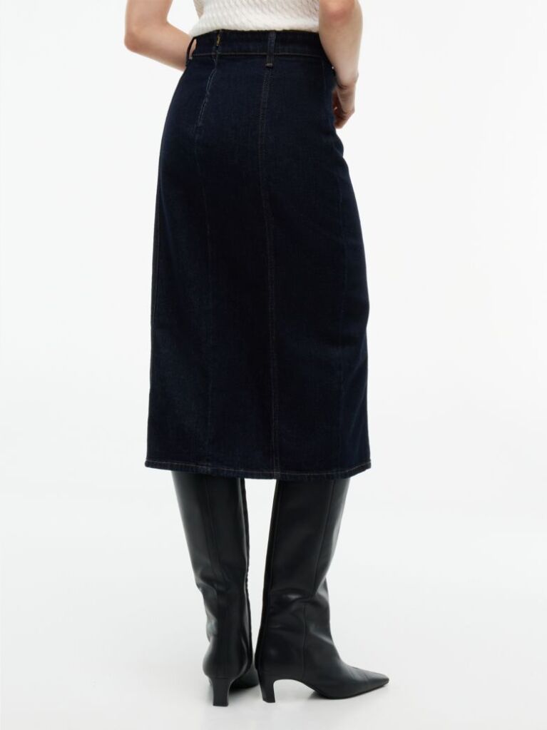 Blue Horsebit Slim Denim Midi Skirt  Women