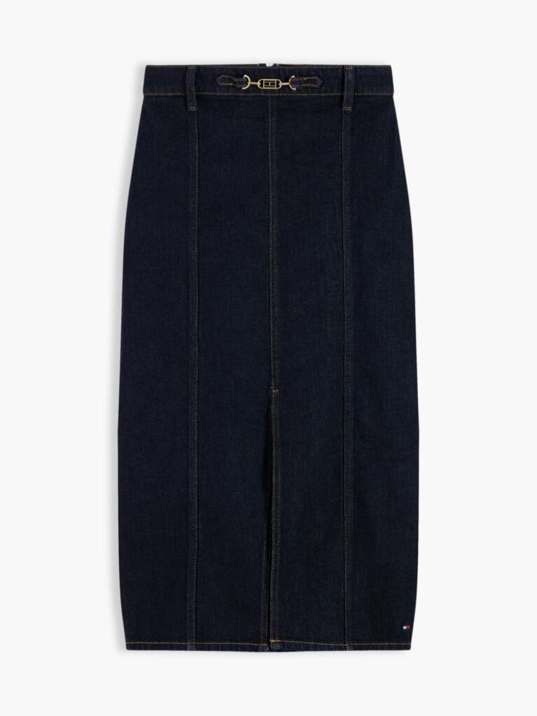 Blue Horsebit Slim Denim Midi Skirt  Women