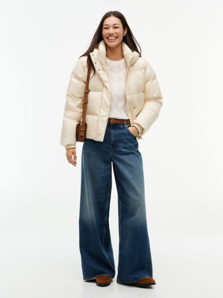 Beige Logo Embroidery Water Repellent Down Jacket  Women