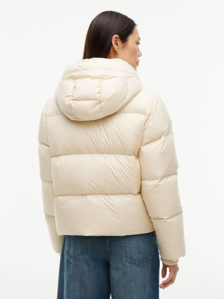 Beige Logo Embroidery Water Repellent Down Jacket  Women