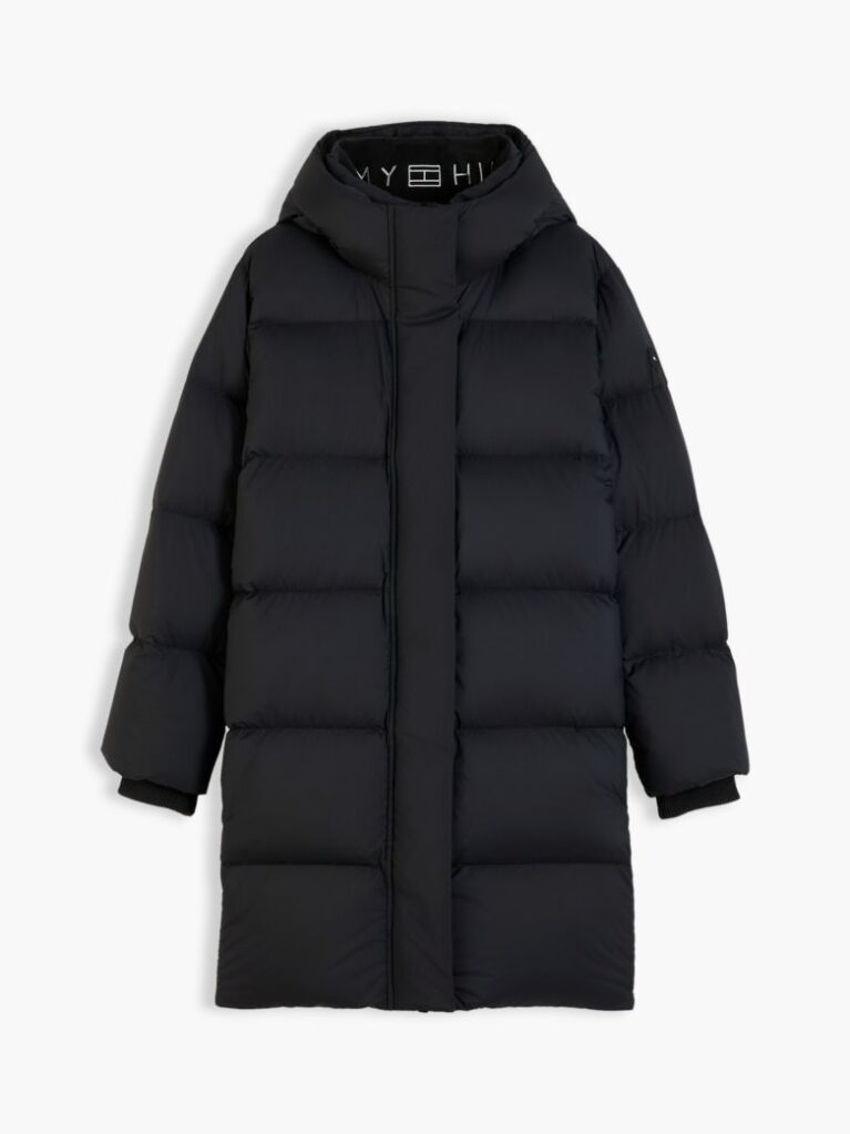 Black Water Repellent Down Hooded Coat  Women