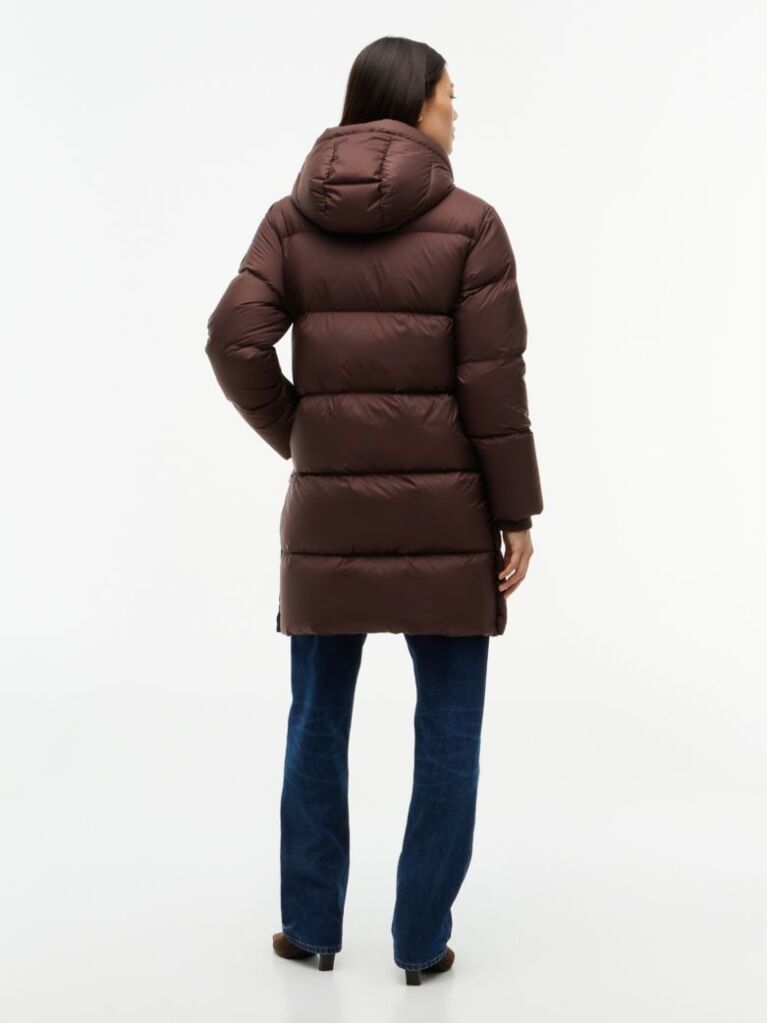 Brown Water Repellent Down Hooded Coat  Women