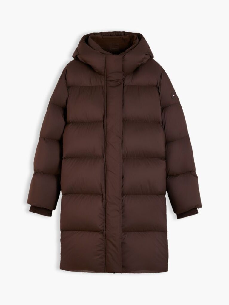 Brown Water Repellent Down Hooded Coat  Women