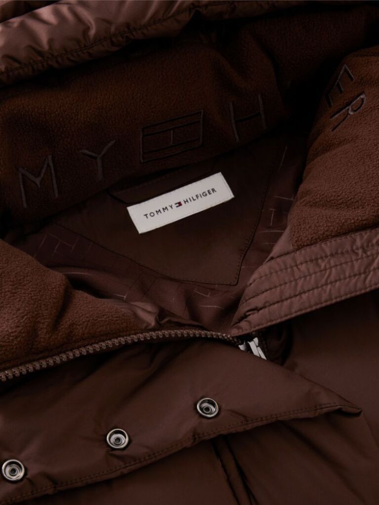 Brown Water Repellent Down Hooded Coat  Women
