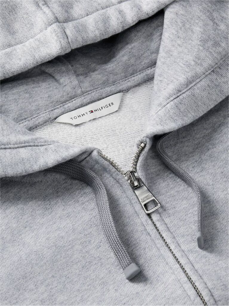 Γκρι Oversized Hoody Με Φερμουάρ Και Λογότυπο  Γυναίκες