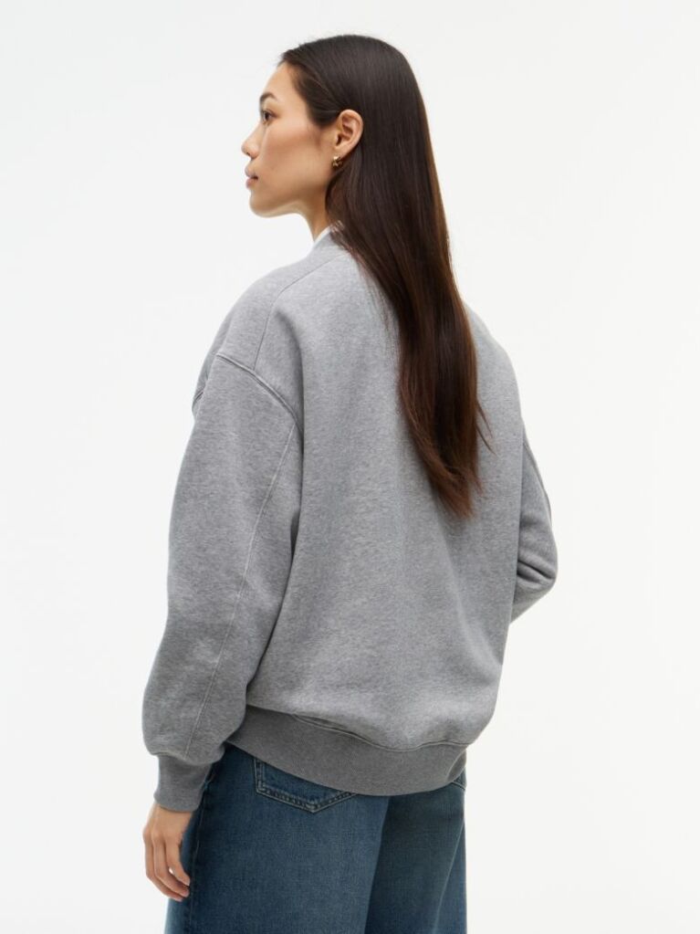 Γκρι Oversized Φούτερ Με Varsity Λογότυπο   Γυναίκες