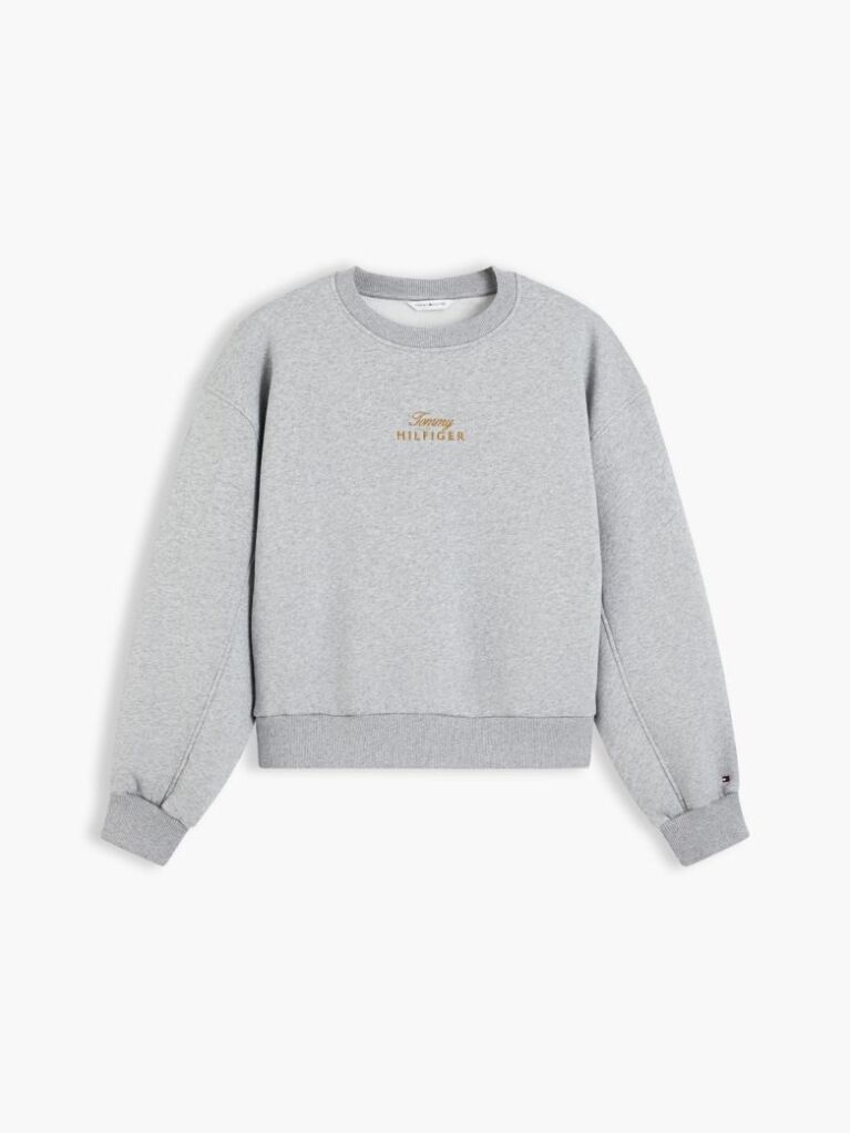 Grey Logo Embroidery Relaxed Fleece Jumper  Women
