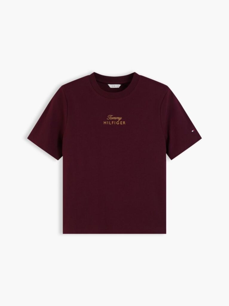 Κόκκινο T-Shirt Με Κλασική Λαιμόκοψη Και Κεντητό Λογότυπο  Γυναίκες