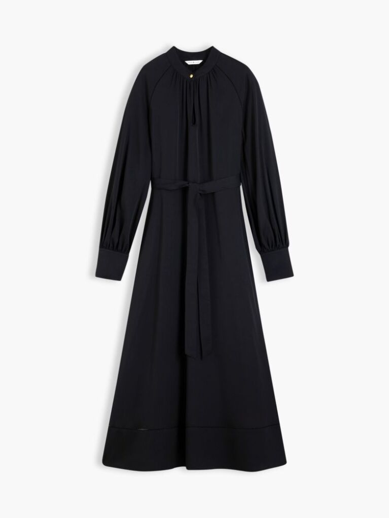 Black Festive Ladder Lace Long Sleeve Midi Dress  Women
