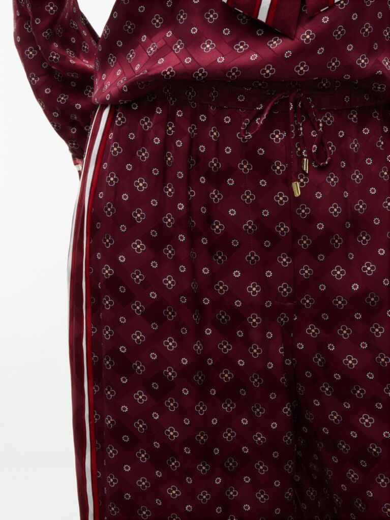 Κόκκινο Άνετο Παντελόνι Jacquard Με Σχέδιο Σε Ίσια Γραμμή  Γυναίκες