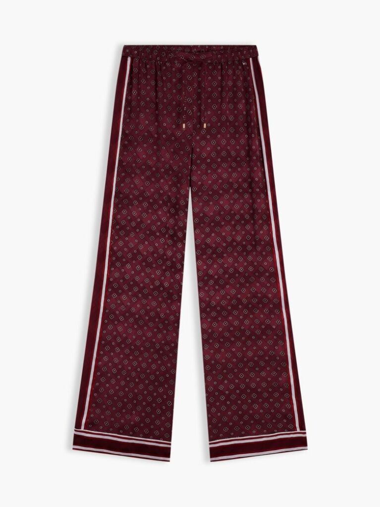 Κόκκινο Άνετο Παντελόνι Jacquard Με Σχέδιο Σε Ίσια Γραμμή  Γυναίκες