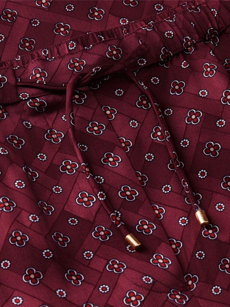 Κόκκινο Άνετο Παντελόνι Jacquard Με Σχέδιο Σε Ίσια Γραμμή  Γυναίκες