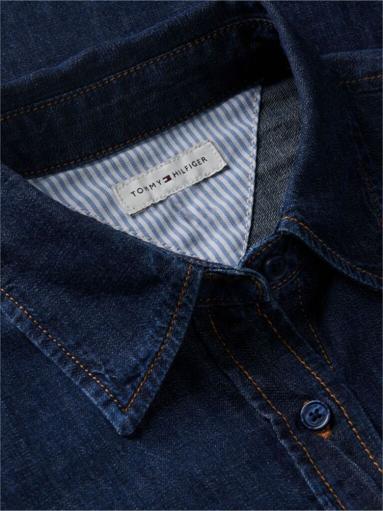 Blue Relaxed Fit Logo Embroidery Denim Shirt  Women