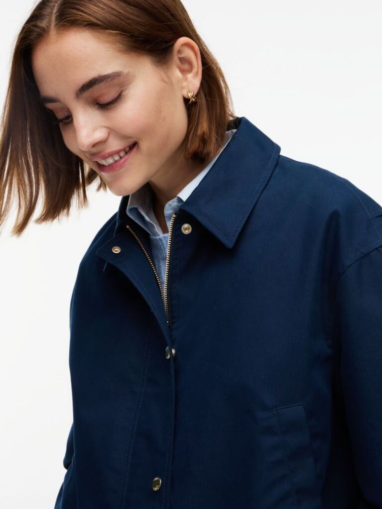 Blue Faux Fur Collar Oversized Bomber Jacket  Women